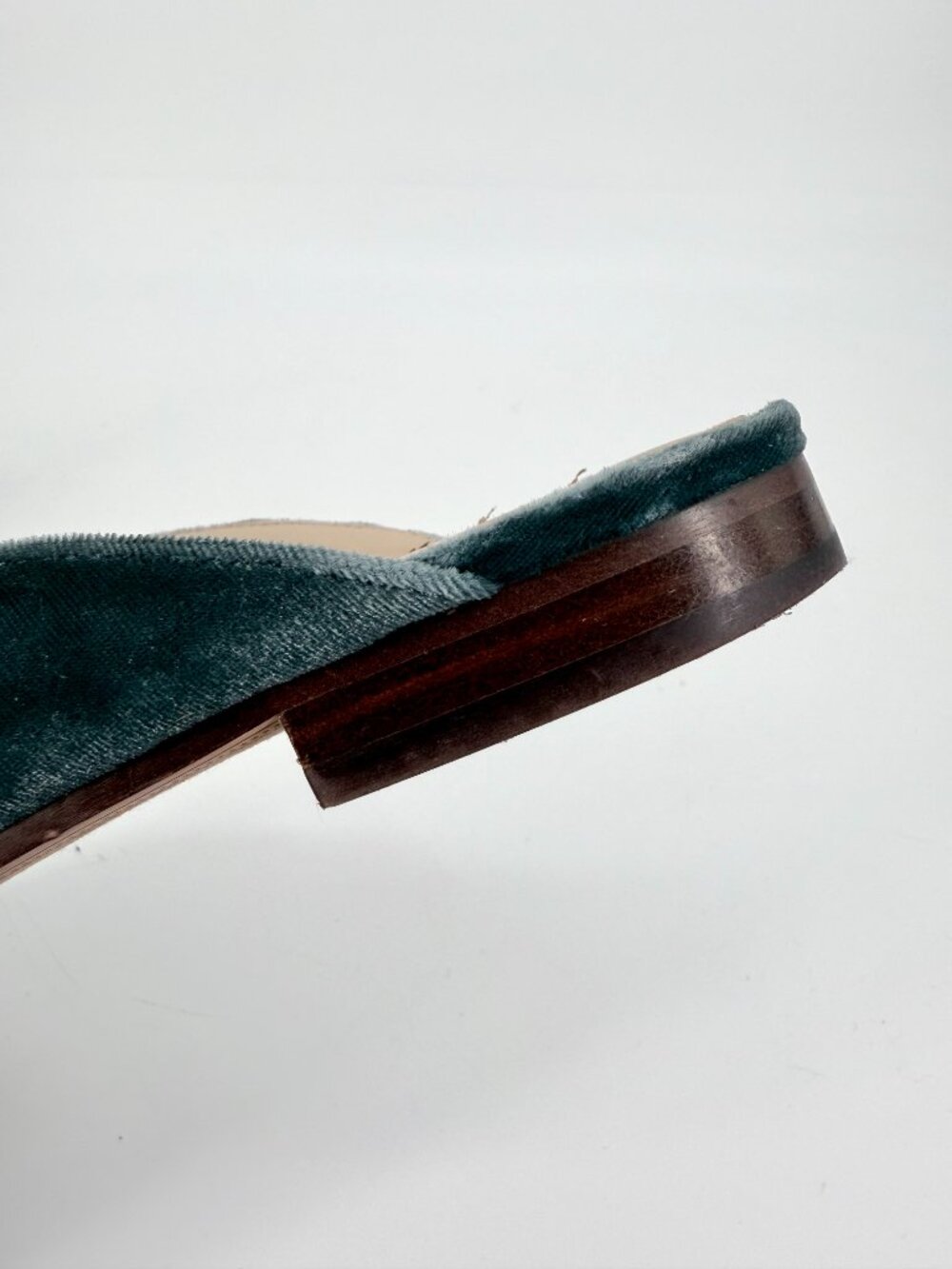 Sam Edelman Linnie Green Velvet Gold Accent Horsebit Mule Loafers 8W - Picture 5 of 15